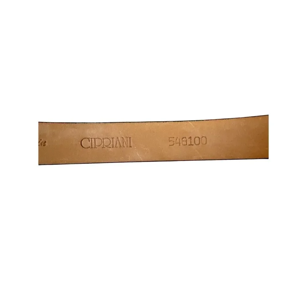 Carlisle‎ Black Italian Calfskin Belt Silver Tone Studded Look Hardware Small